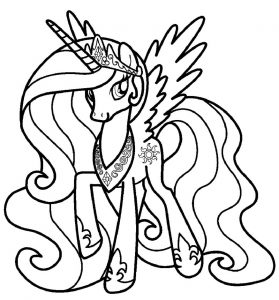Online coloring book: Coloring book beautiful princess Celestia in a crown